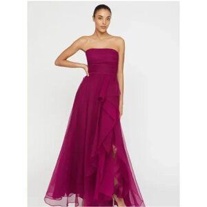 Theia Teresa Draped Dress in Sangria